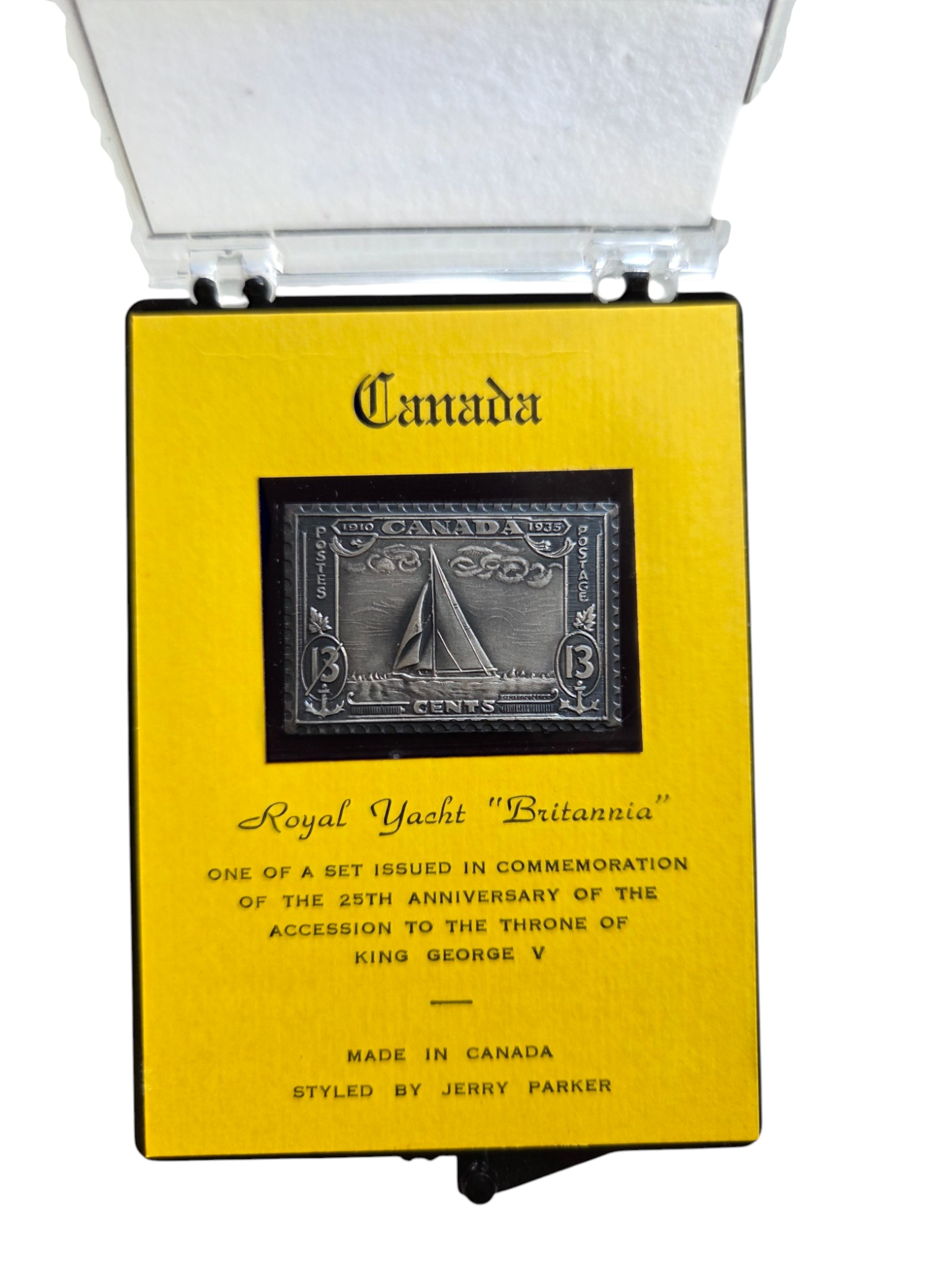 Rare 1968 Jerry Parker Canada .999 Silver Stamp Ingot  13� Royal Yacht Britannia, King George V Silver Jubilee