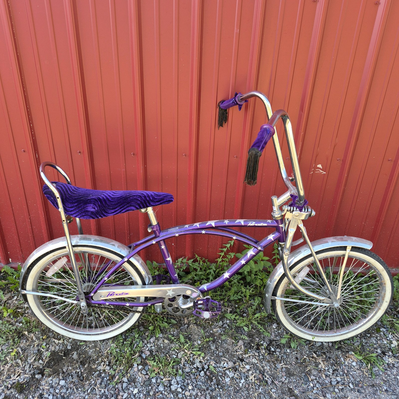 Purple Porta Cruiser Bicycle with Banana Seat