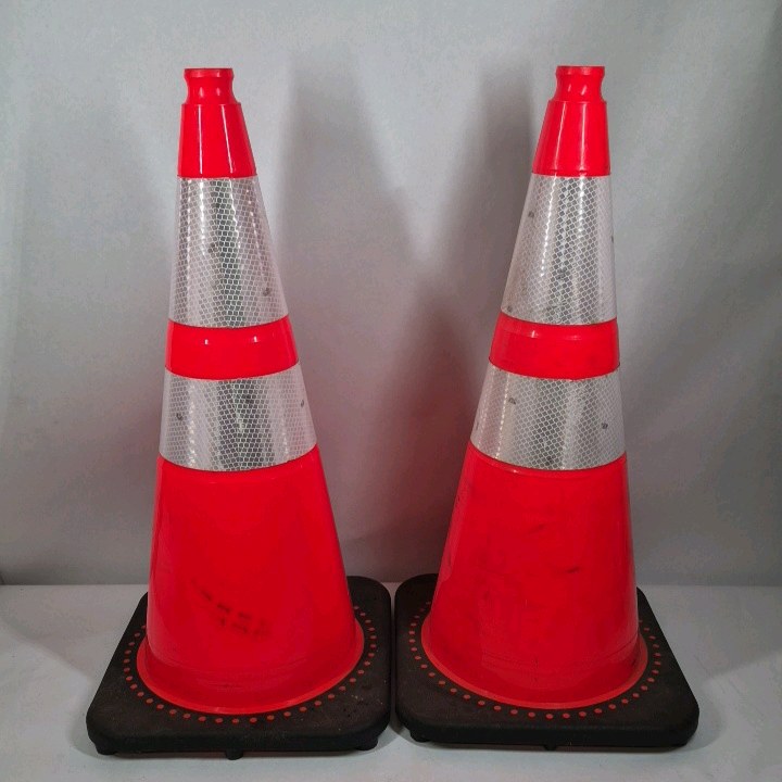 Lot of 2 Orange Reflective Traffic Cones