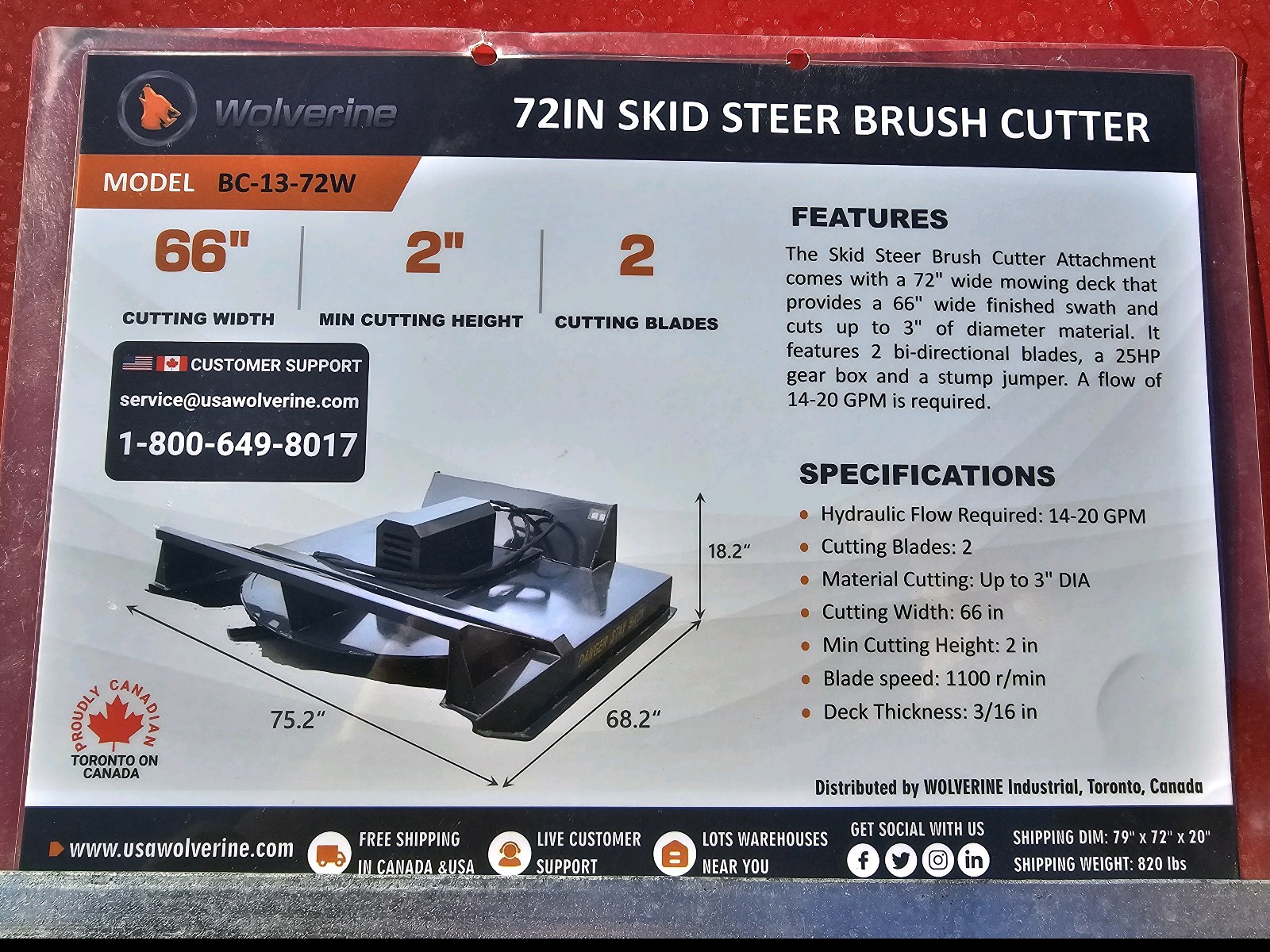Unused 2026 WOLVERINE Brush Cutter BC-13-72W