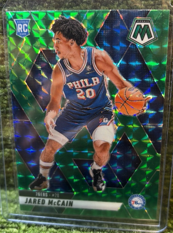 2024-25 Panini Mosaic - Rookies Jared McCain #228 Green Mosaic Prizm (RC)