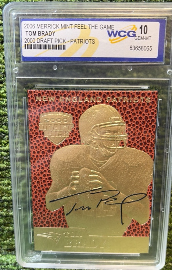 2006 Merrick Mint Feel The Game Gold Tom Brady 2000 Draft Pick WCG 10 GEM-MT