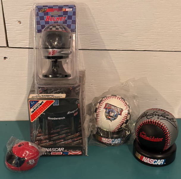 3 Collectors Helmets and 2 Baseballs