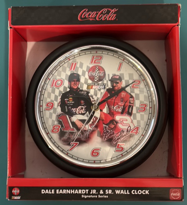 Coca-Cola Wall Clock Featuring Dale Sr and Jr