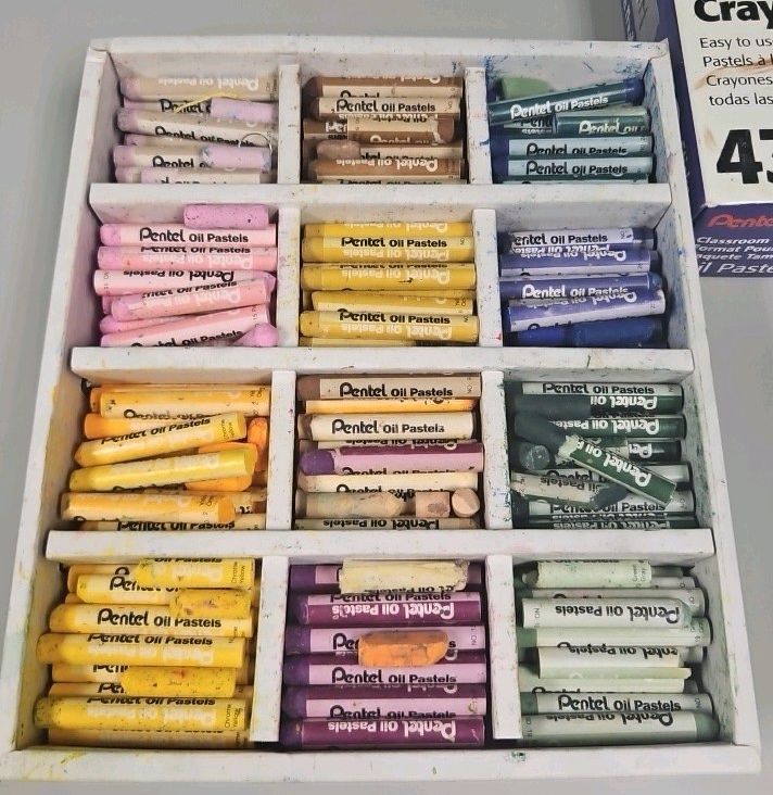 box of oil pastel crayons