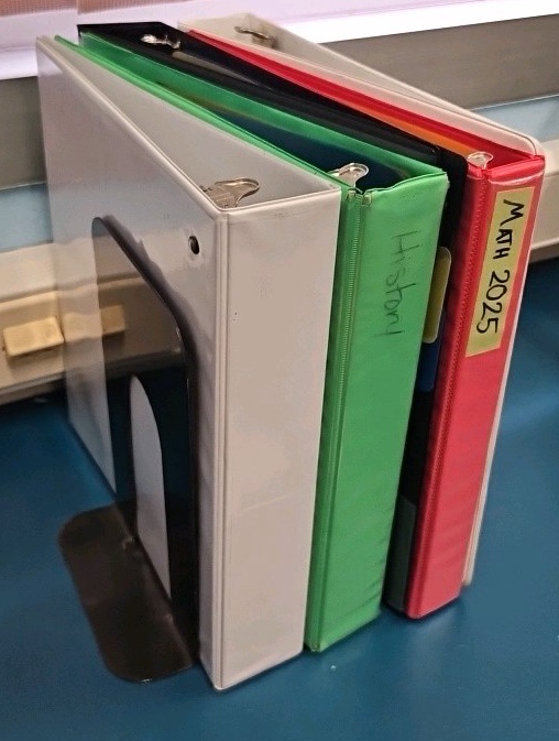binders and bookshelf
