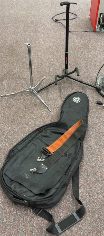 guitar bag and guitar stand