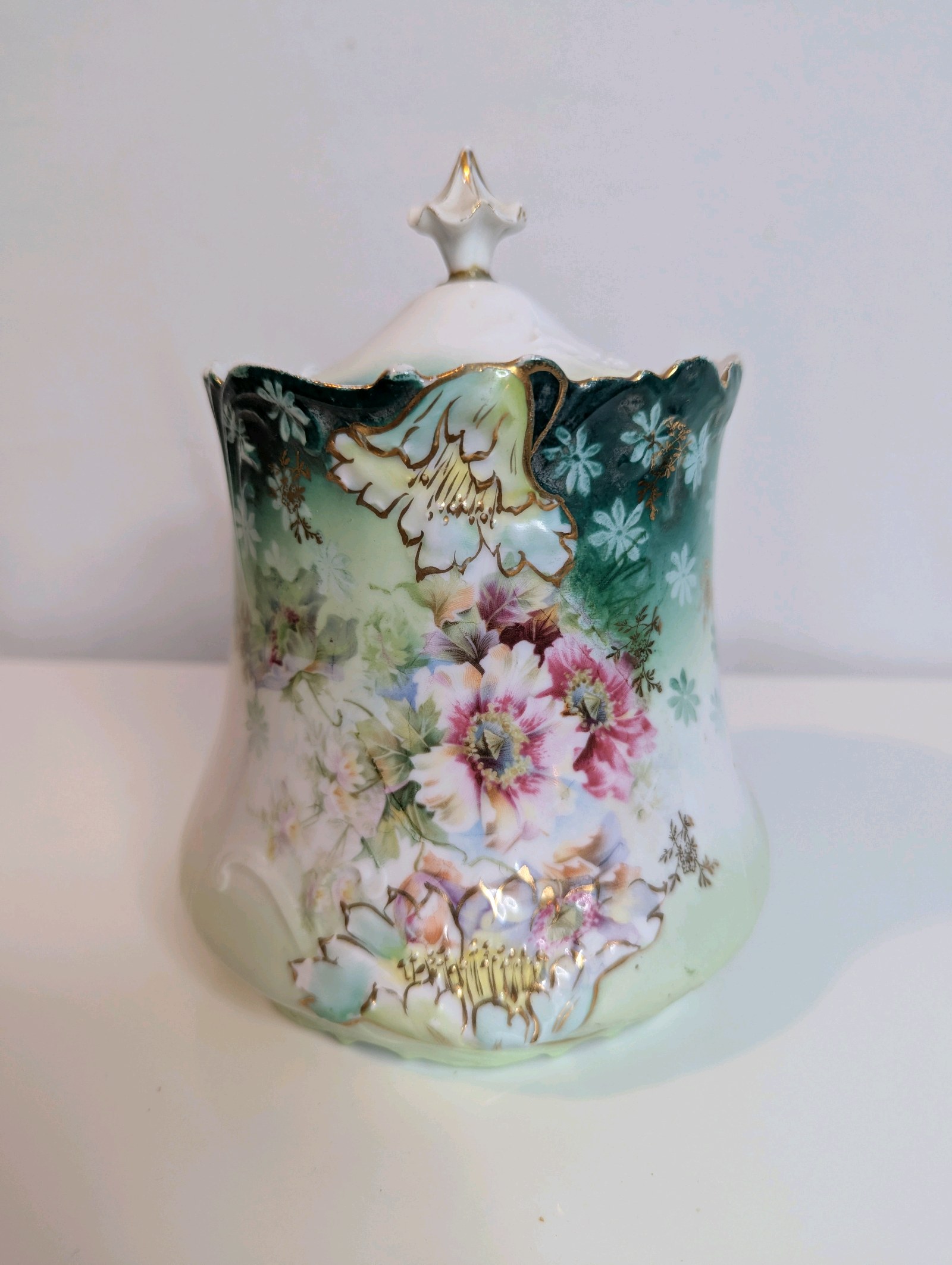 Vintage RS Germany hand-painted jam pot