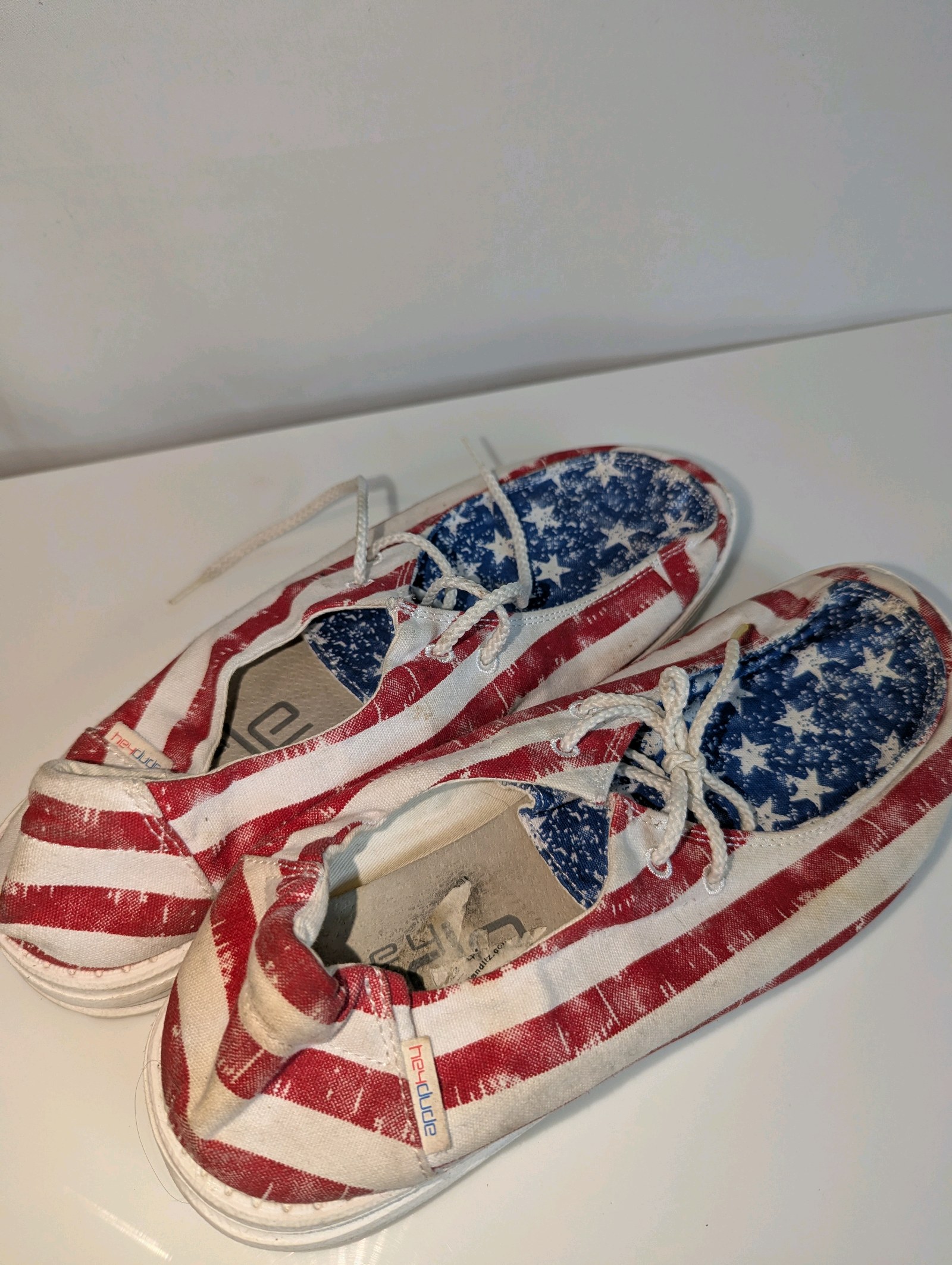 Hey Dude Wendy Patriotic Star Spangled slip-on shoes, size 10