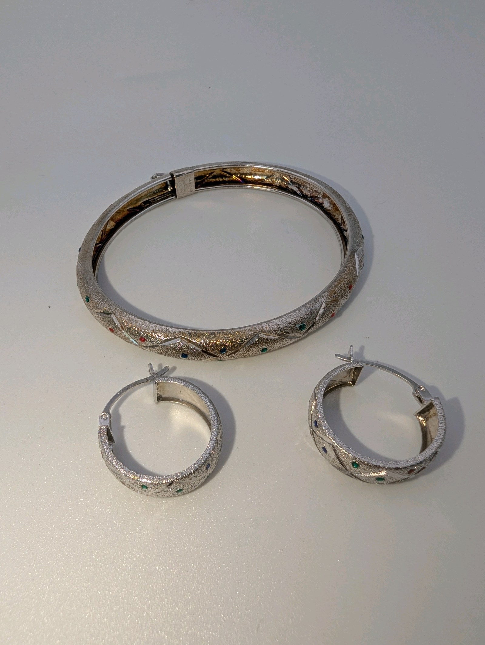 Vintage Avon set, 925 sterling silver bangle and matching hoop earrings