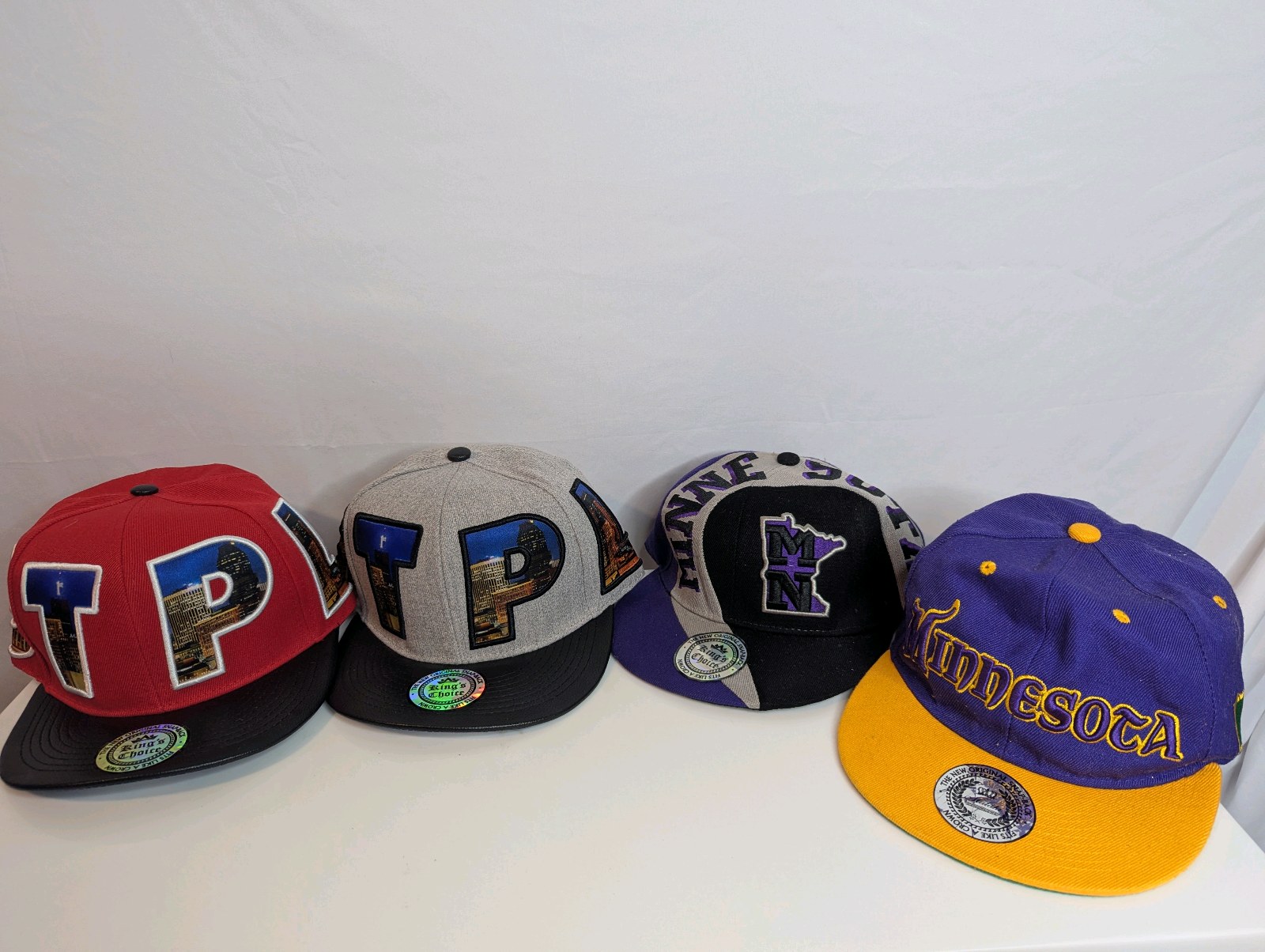 New, Minnesota St Paul Theme Snapback Baseball Hats, Lot of 4