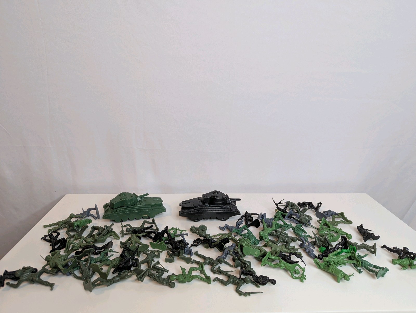Vintage Plastic Toy Soldiers and Tanks, Hong Kong