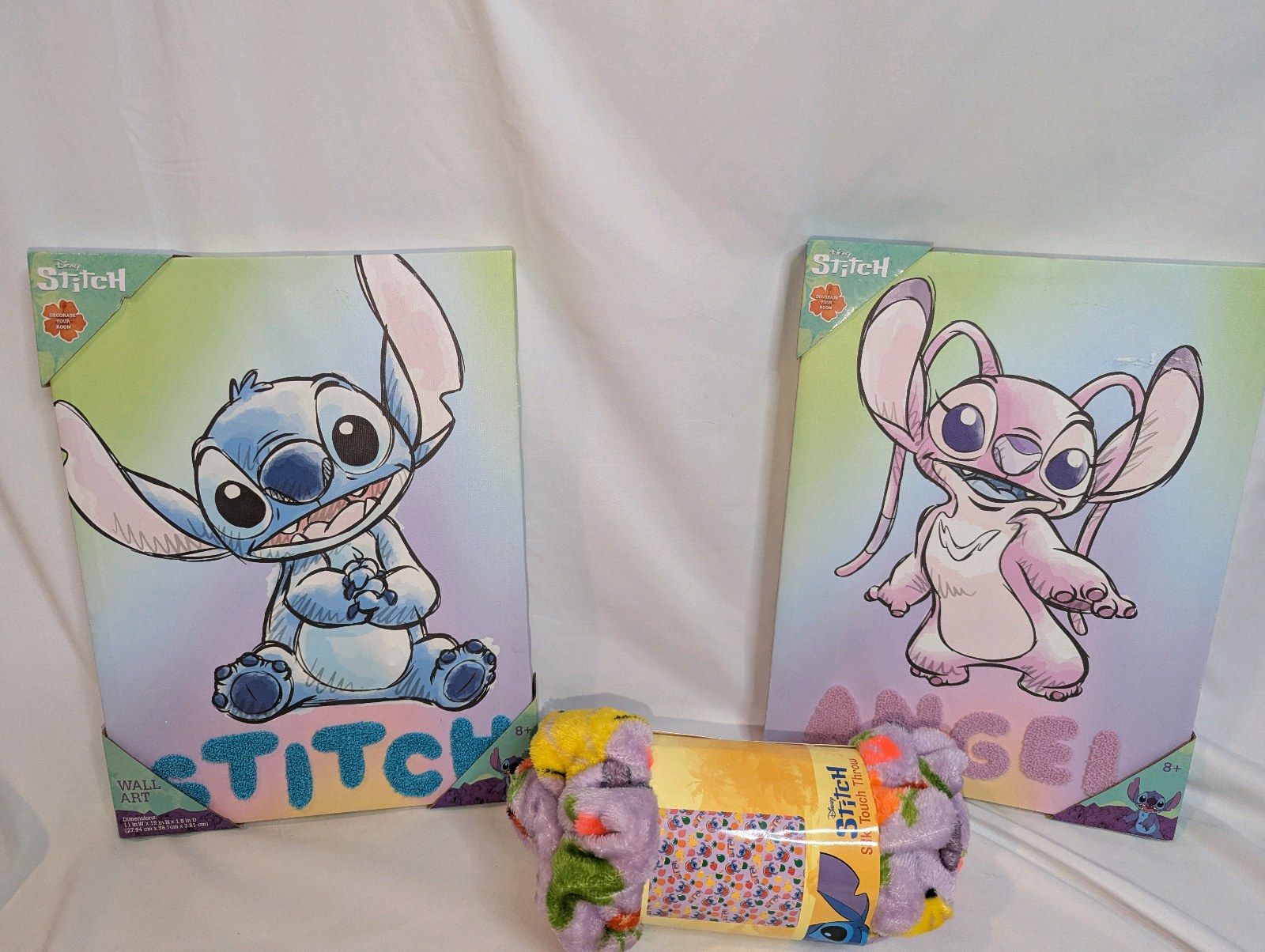 Disney Stitch & Angel Canvas Wall Art and Blanket Set