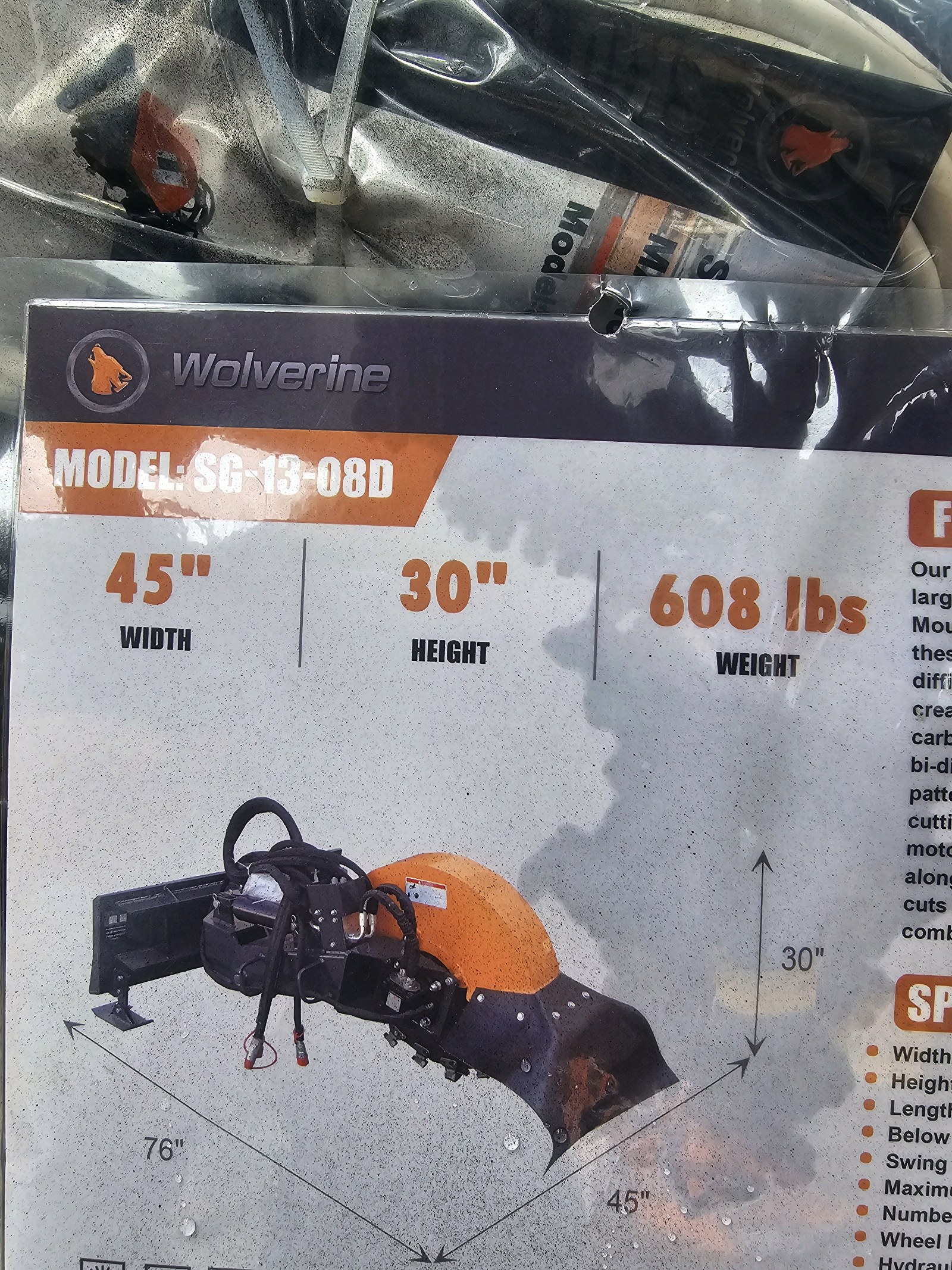 Unused 2026 WOLVERINE Stump Grinder SG-13-08D CE