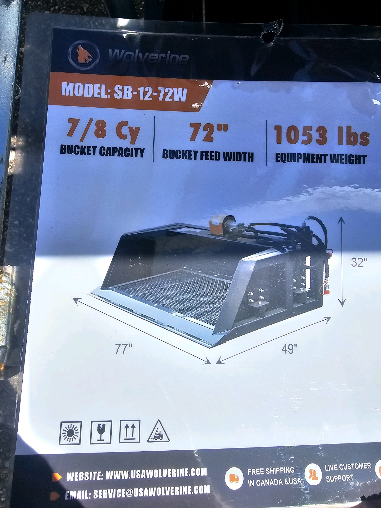 Unused 2026 WOLVERINE Screening  Bucket SB-12-72W CE