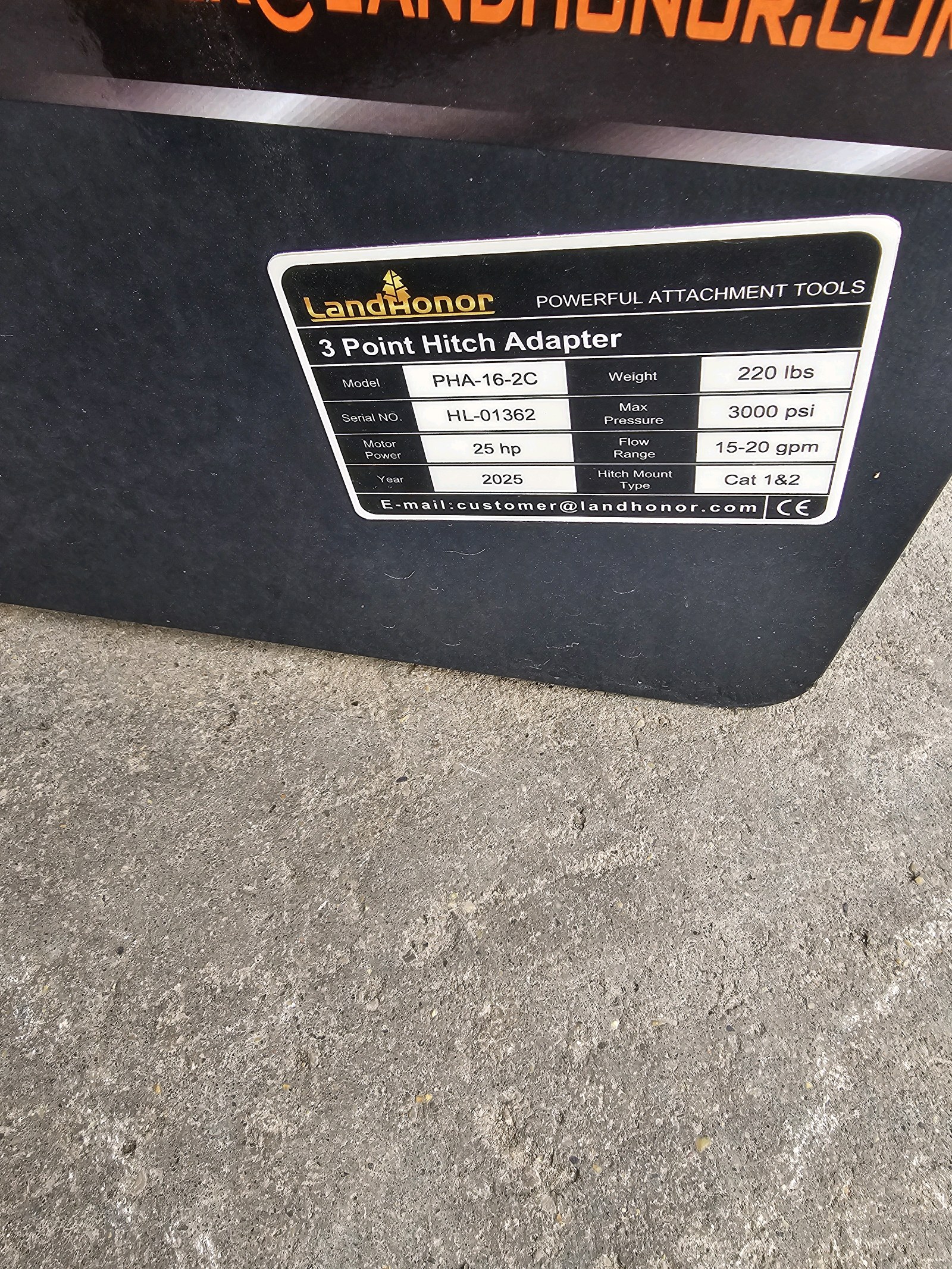 Unused 2026 LandHonor Skid Steer 3 Point Hitch Adapter PHA-16-2C CE