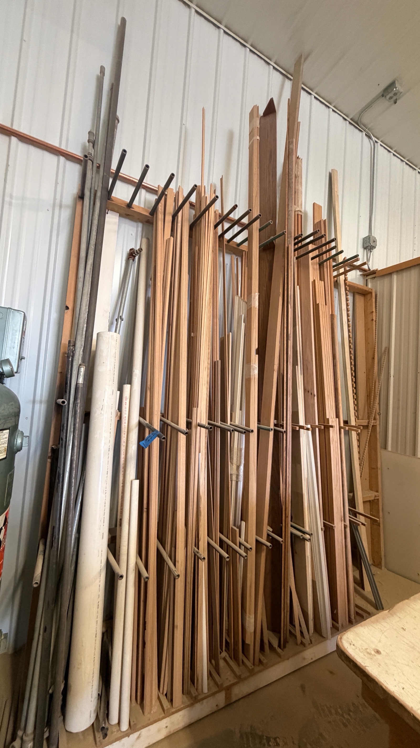 Vertical Lumber Storage Rack w/ trim pieces