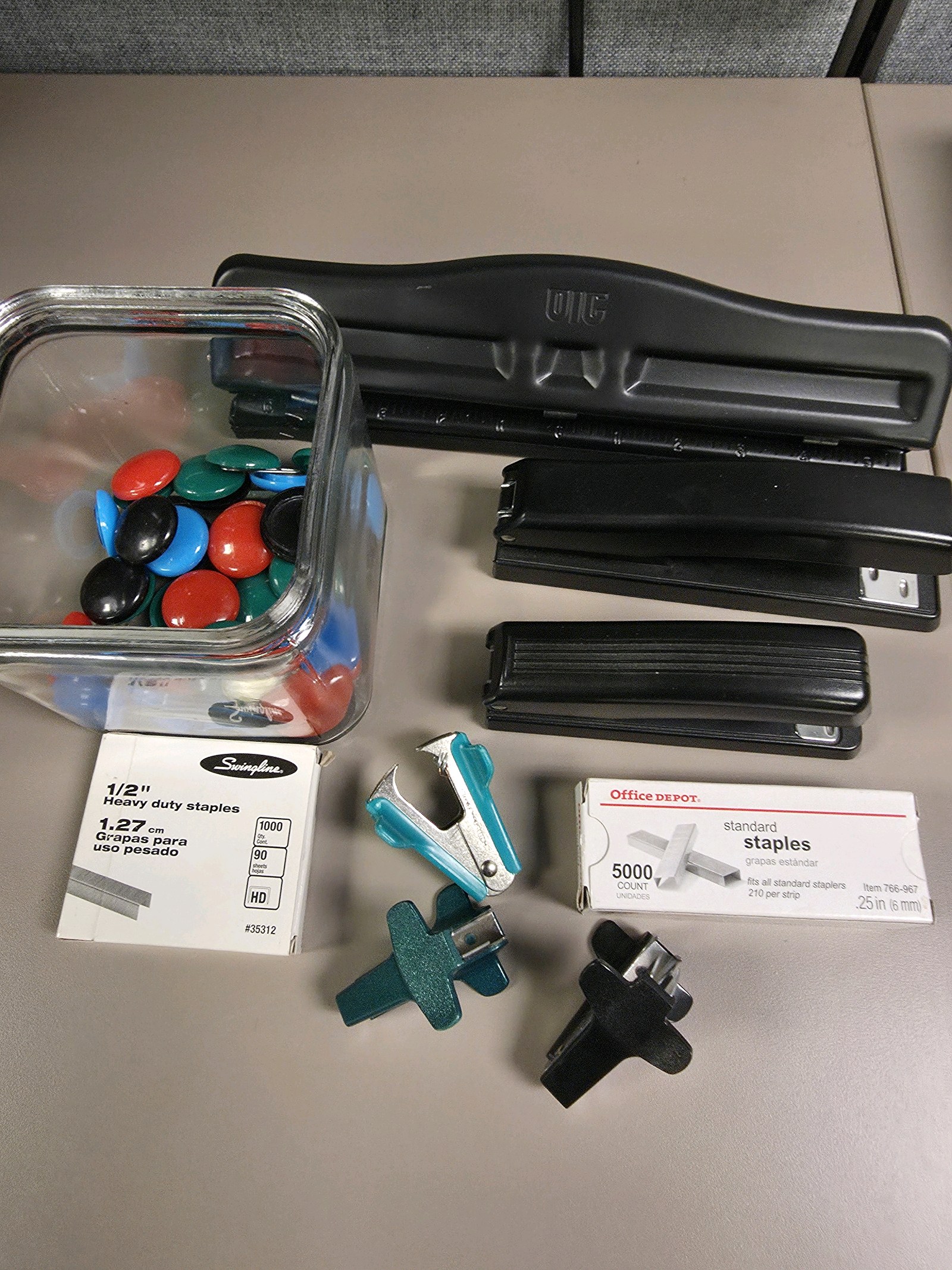 Staplers, 3 Hole Punch  & Magnets