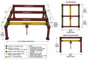 Overhead Crane With 1/2 Ton Hoist With Remote - Works