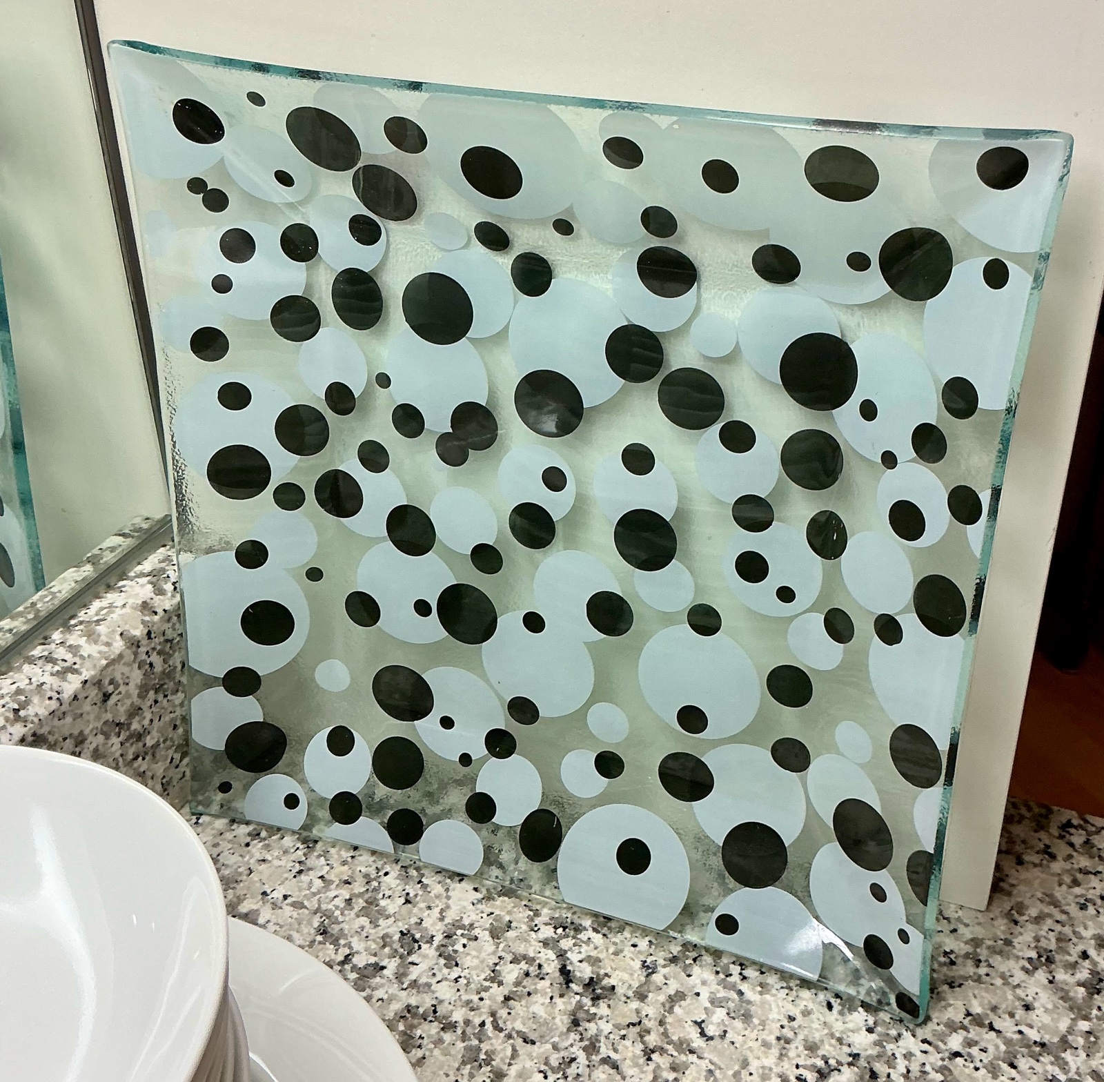 Glass polka dot platter