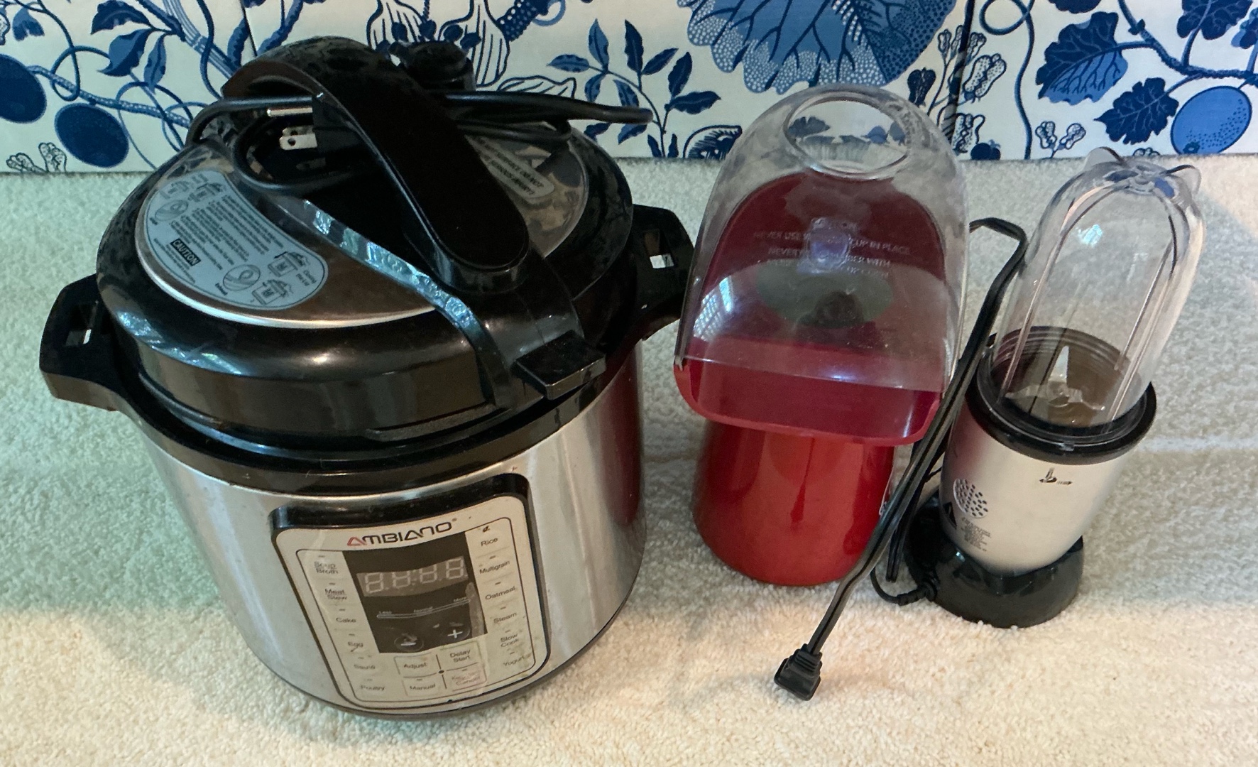 Misc kitchen items, air fryer, magic bullet, popcorn maker