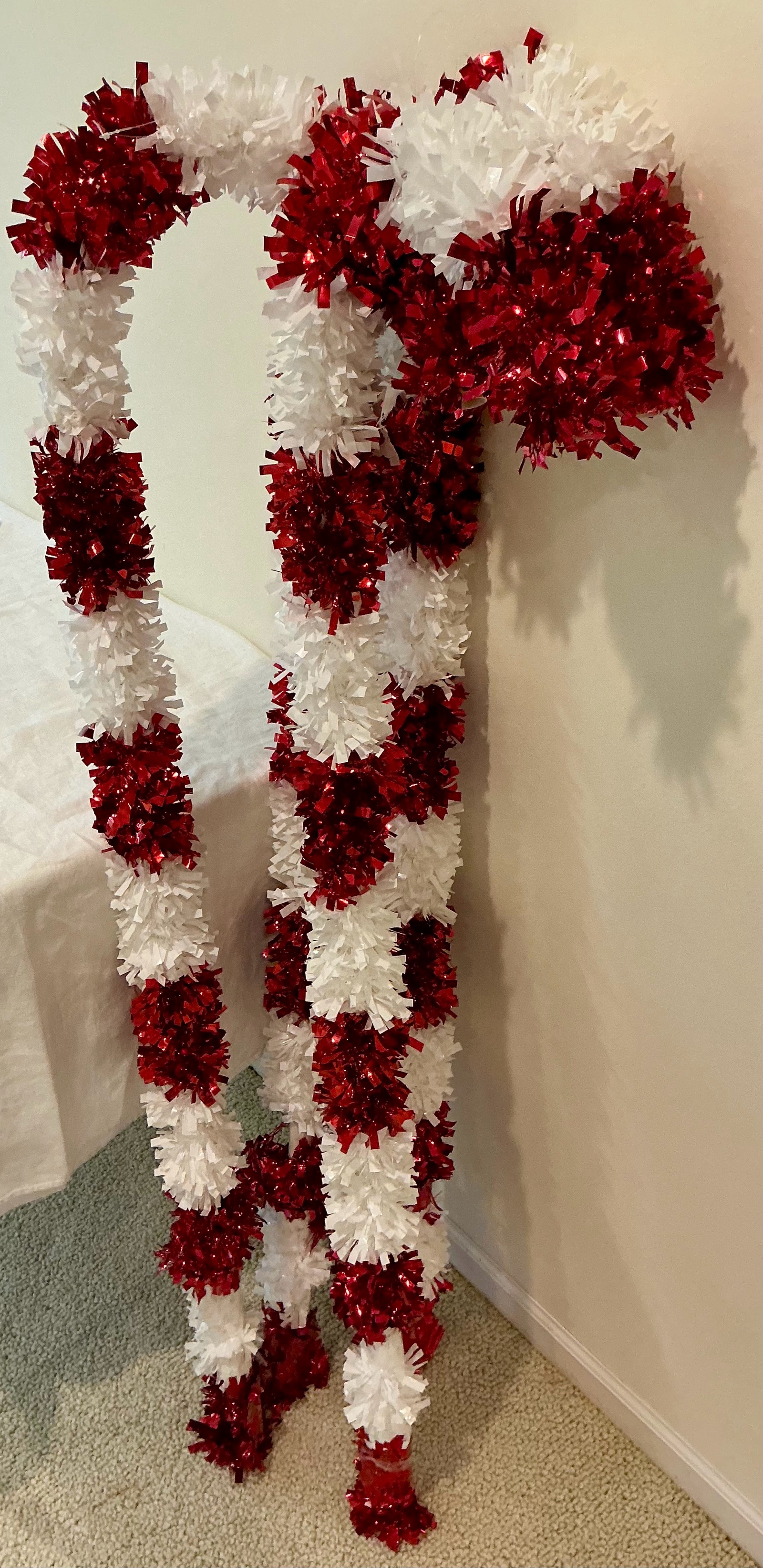 Group of 4 tinsel candy cane Christmas decoration