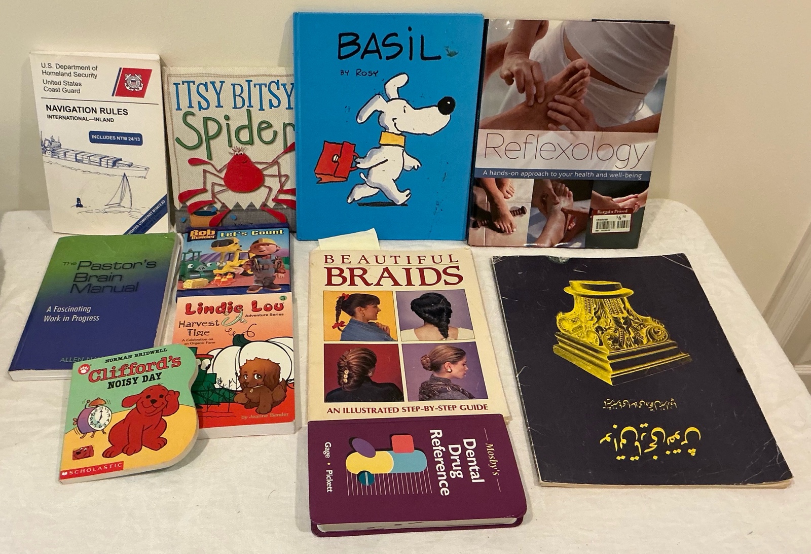 Group of misc. books, itsy bitsy spider, Clifford