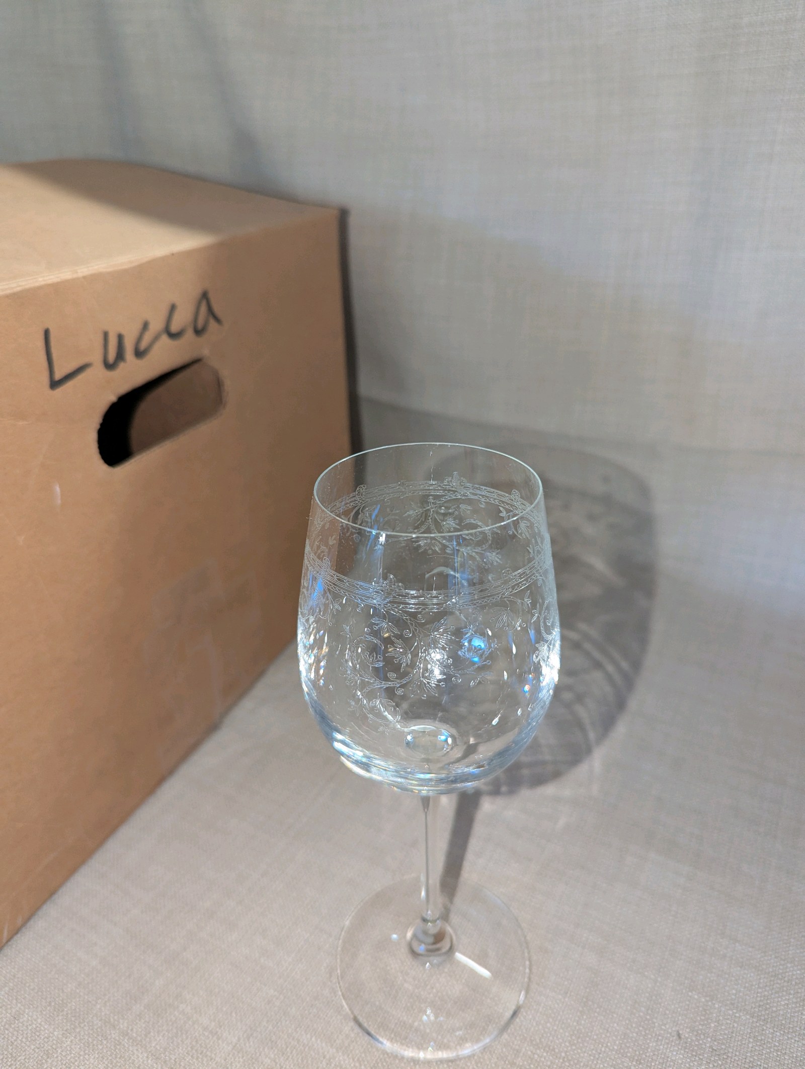 Vintage Lucca White Wine Crystal Glass, Box of 12