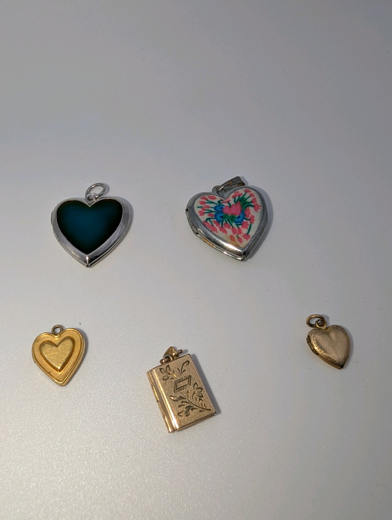 Vintage Locket Necklace Pendant Lot of 5  Mood, Gold filled