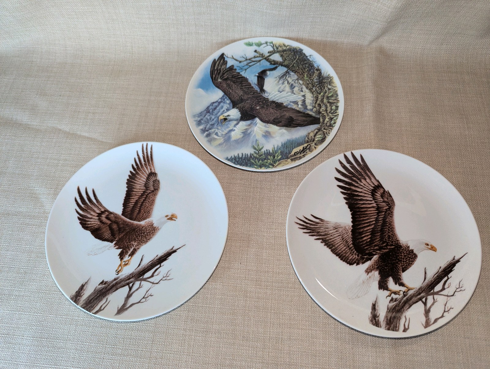 (3) Bald Eagle Ceramic Decorative Plates
