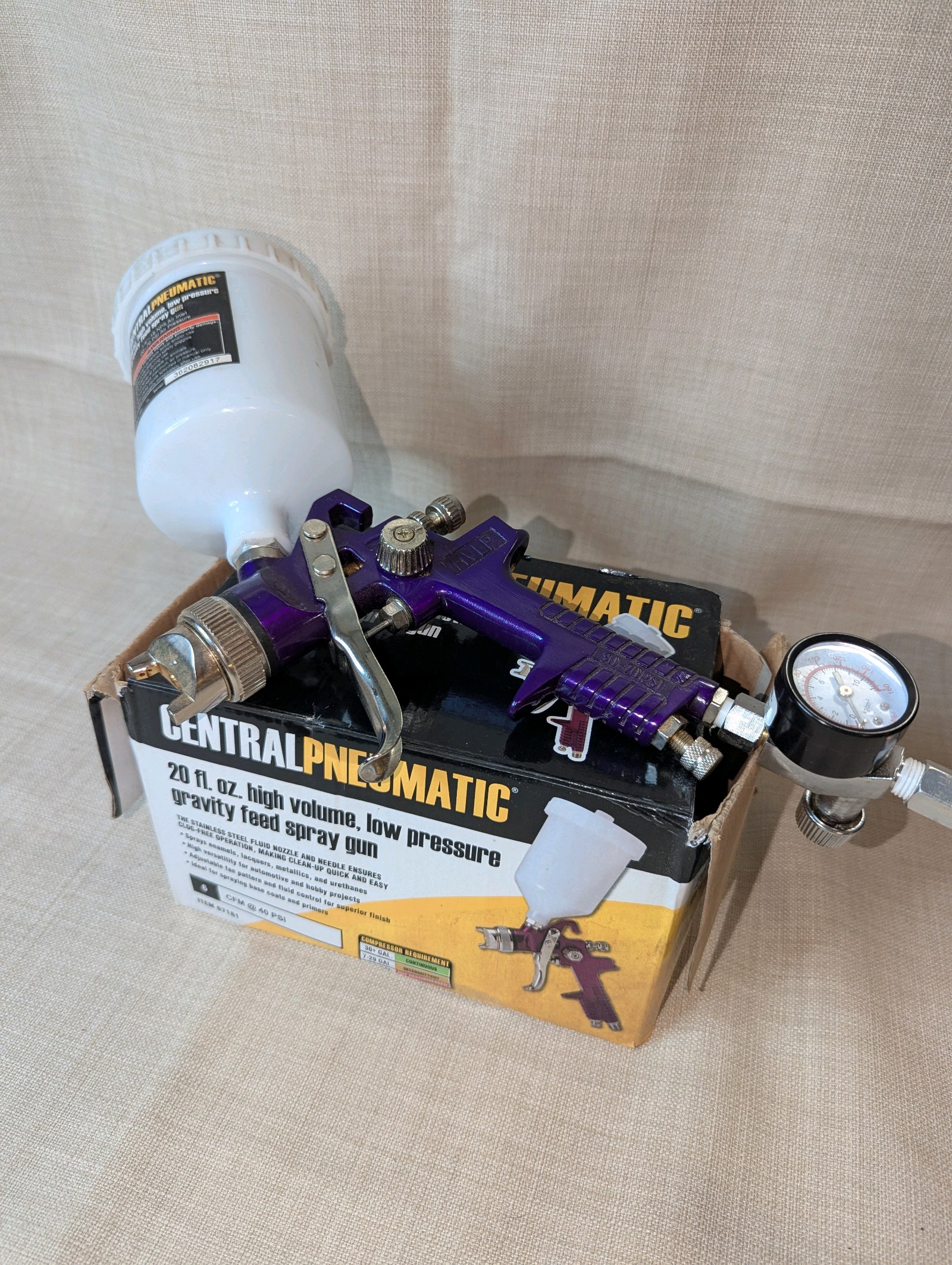 Central Pneumatic 20 oz. HVLP Gravity Feed Air Spray Gun