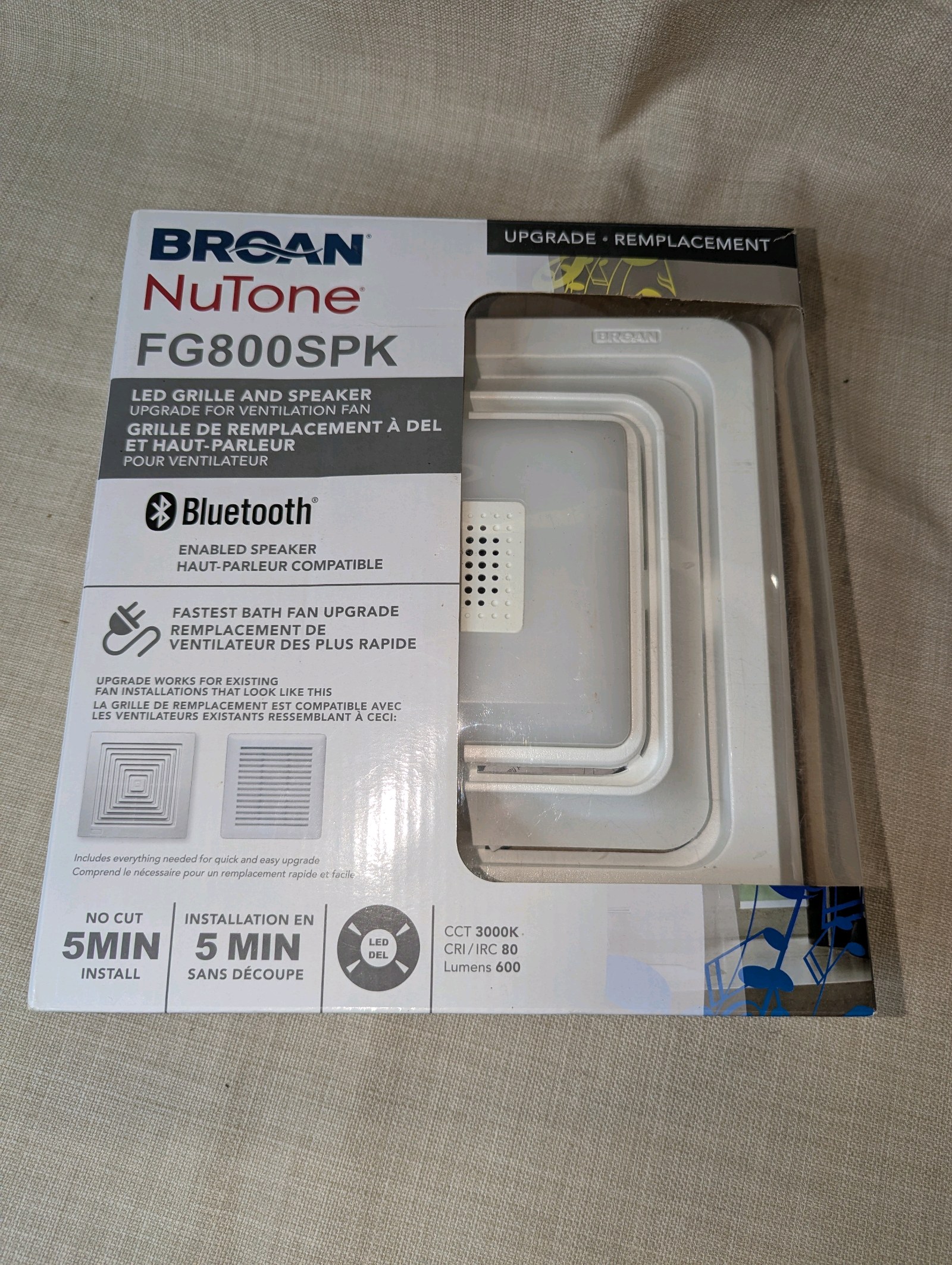 NIB Broan-NuTone FG800SPK Bathroom Exhaust Grille Upgrade Bluetooth