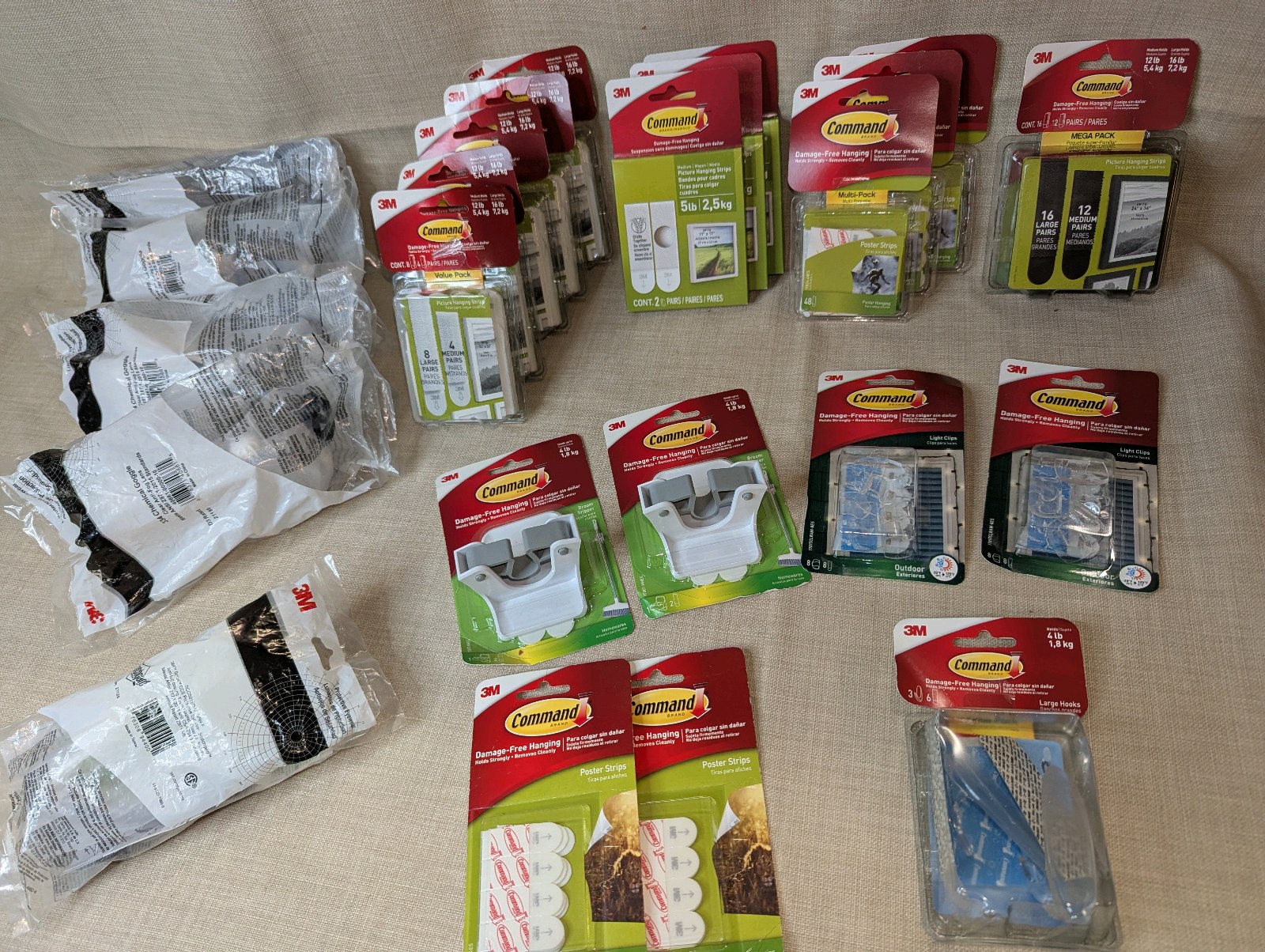 NIB Huge Lot 3M Command Hanging Strips, Accessories and Chemical Goggles