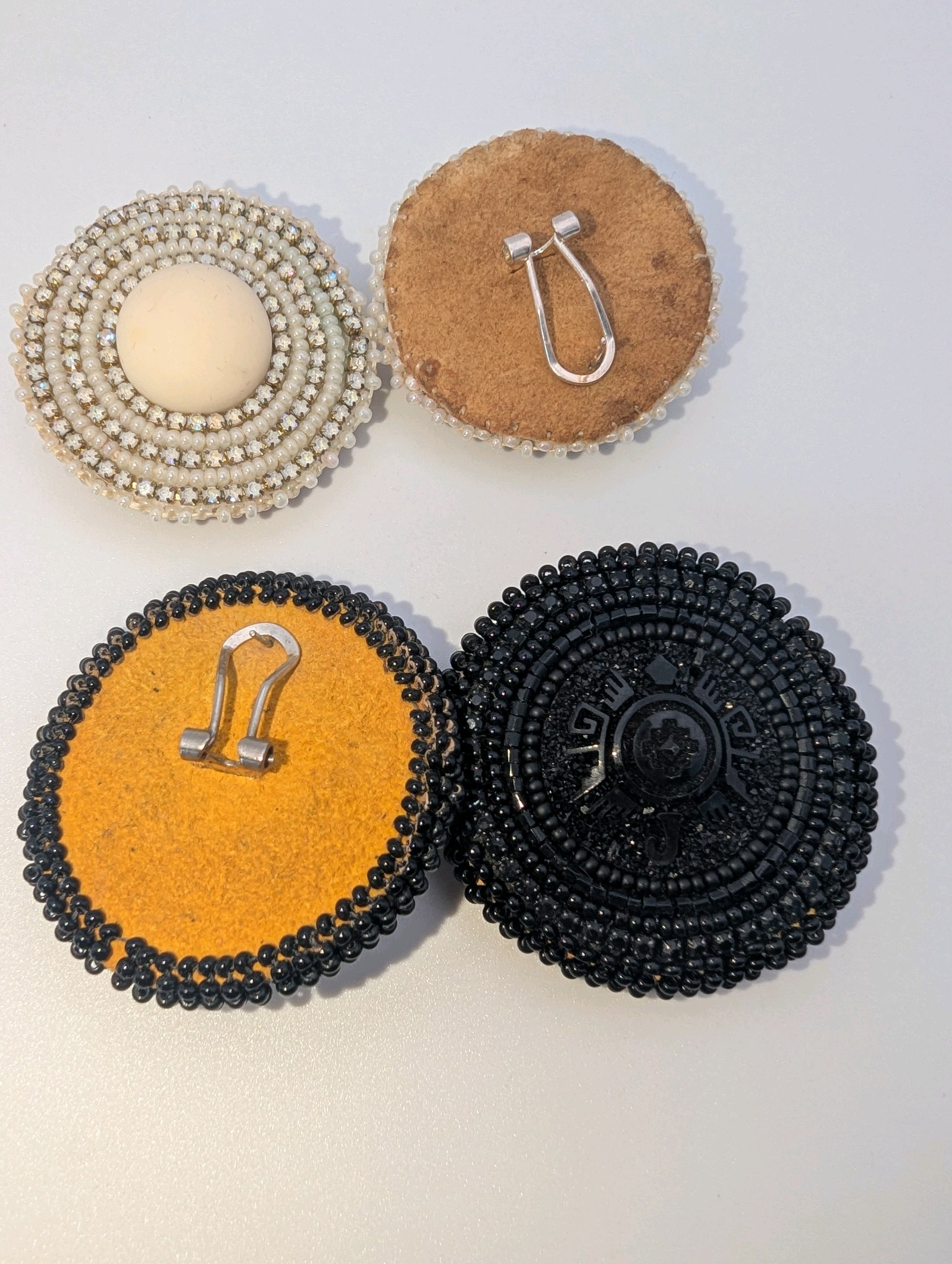 Handmade, large, circular beaded earrings, set of 2