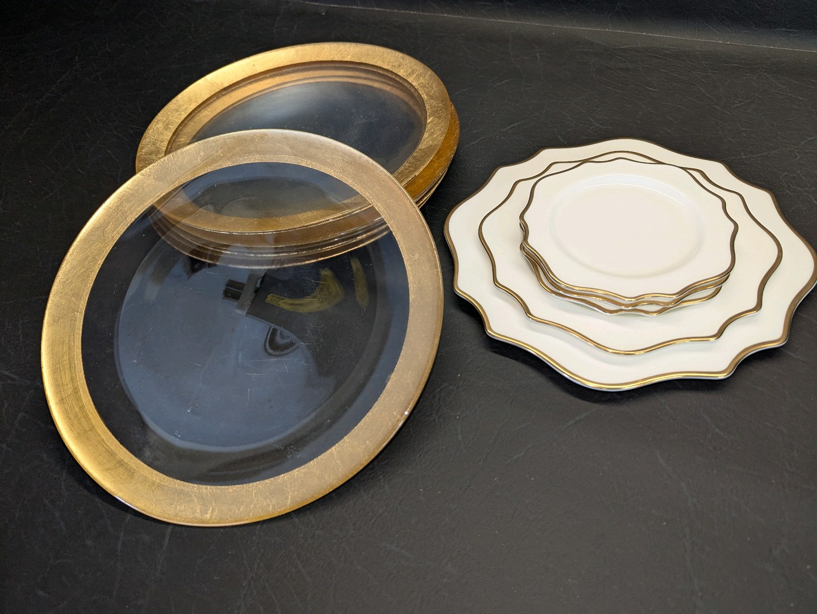 Bella Vita White and Gold PlatesGold Rim Clear Plates Lot