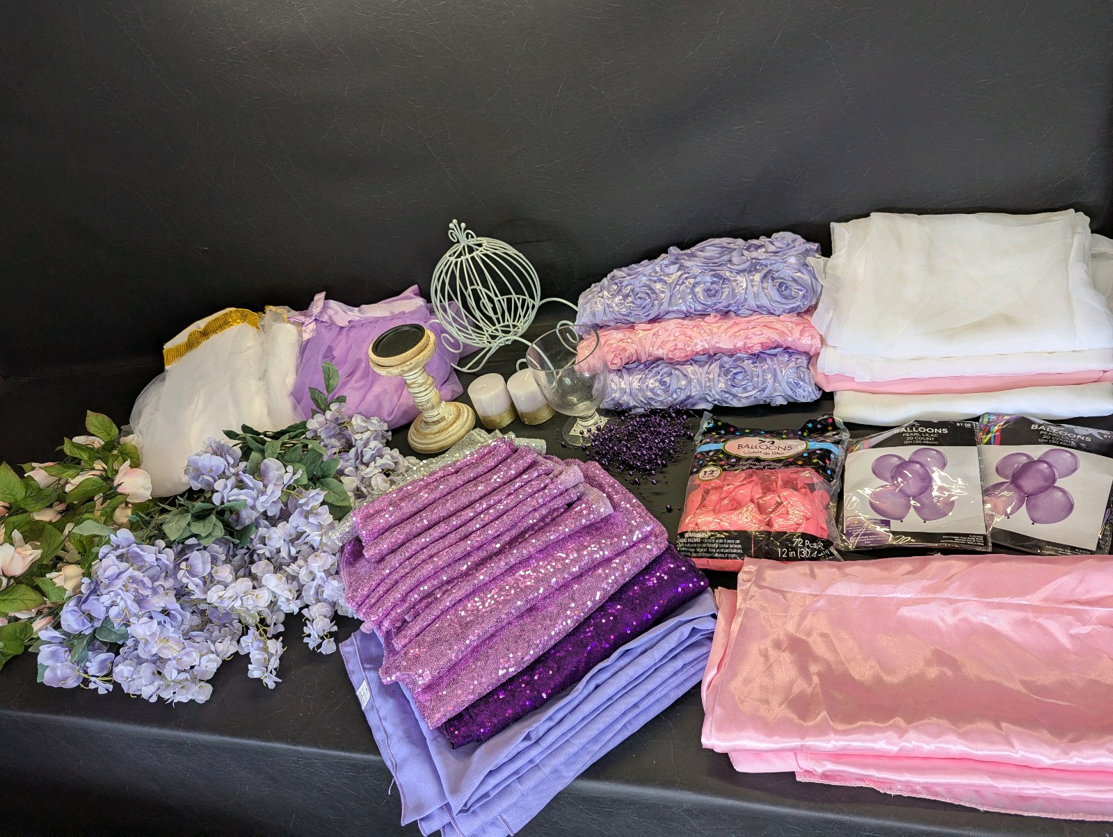 Huge PinkPurple Event Decoration Fabric Lot