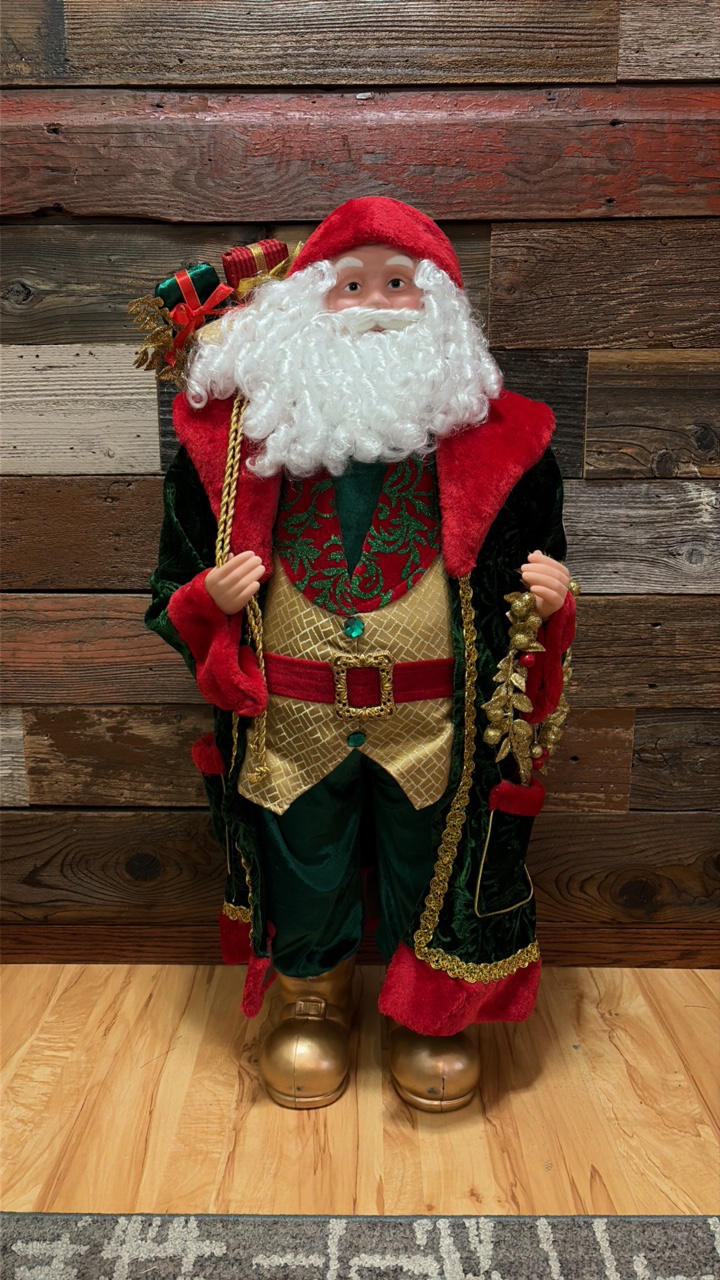 Santa Statue - 3 foot tall - velvet coat and gift bag - Retail $150