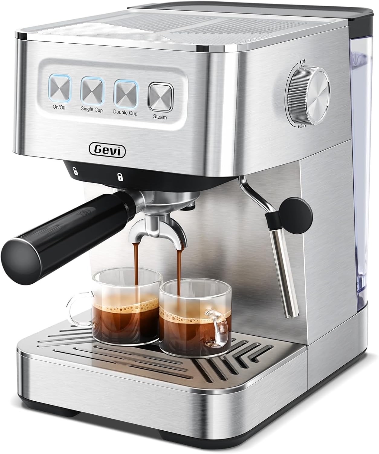 Gevi Espresso Machine with 58mm Portafilter & Milk Frother, 20 Bar Compact Expresso Machines for Home, Professional Espresso Coffee Machines for Cappuccino & Latte, Stainless Steel (Silver) Retail $140