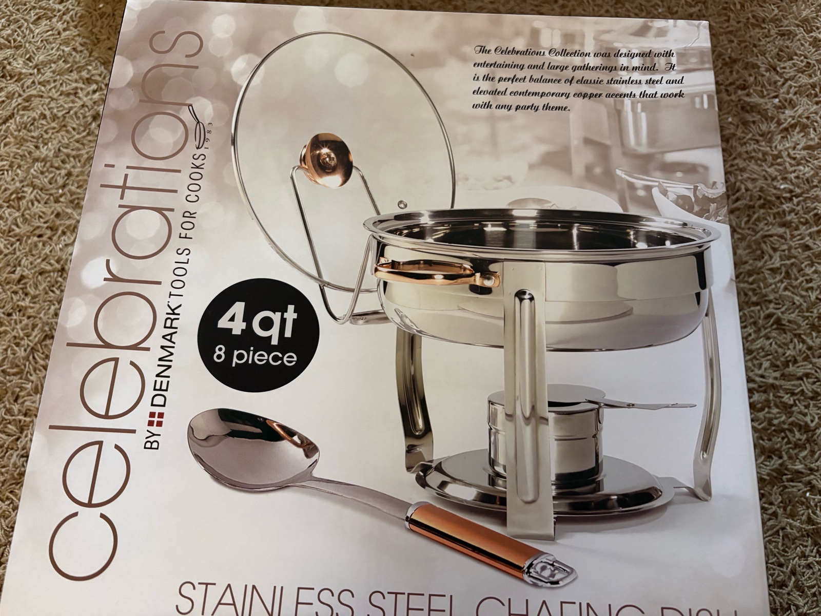 Celebrations Stainless Steel Chafing Dish, 8-Piece Set, 4 Quart Size, Great for Parties and Holidays