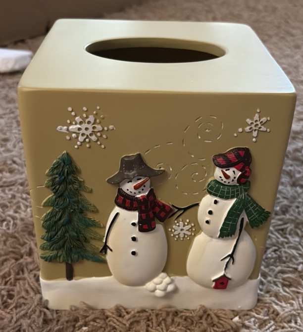 Christmas Themed Kleenex Box Cover, Sturdy Construction, Quality, Fits Square Shaped Kleenex Box, Snowman Themed