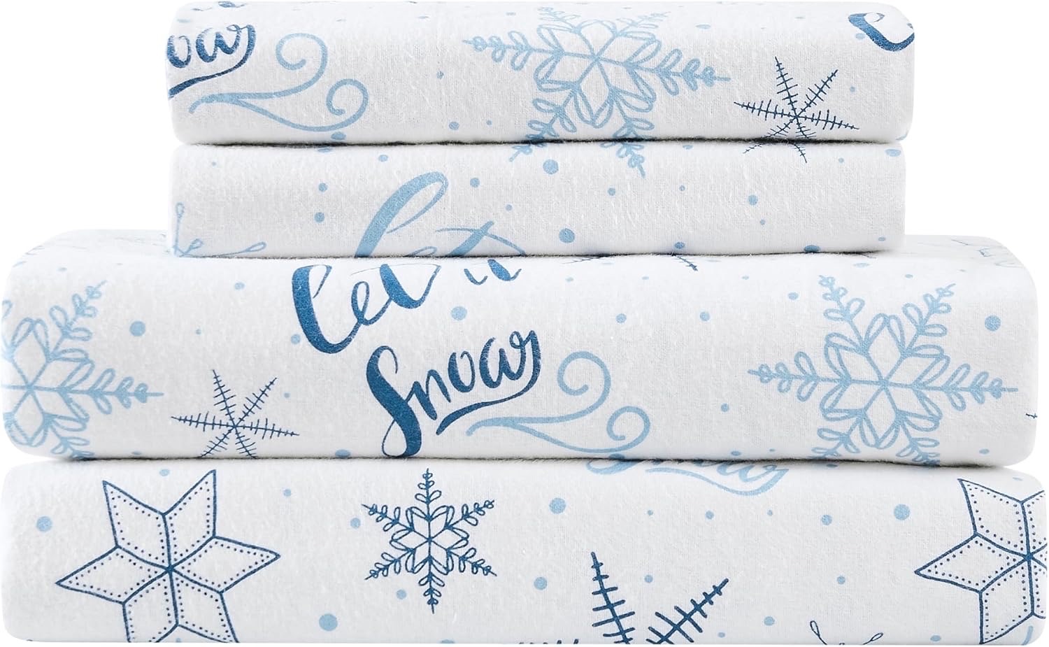 King Sheet Set - TRULY SOFT Let It Snow Flannel 4-Piece King Sheet Set in Multiple, Cotton Flannel, All Season, Oeko-TEX Certified