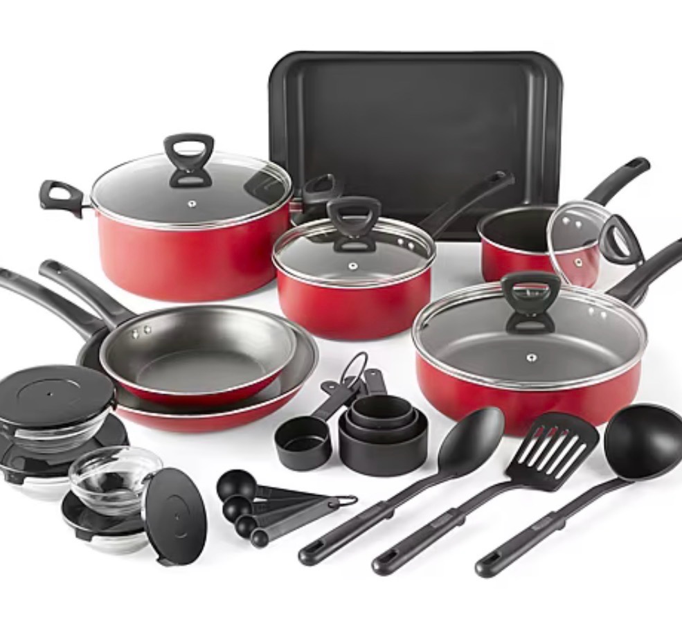 Cooks 30-pc Aluminum Non-Stick Cookware Set Red Color