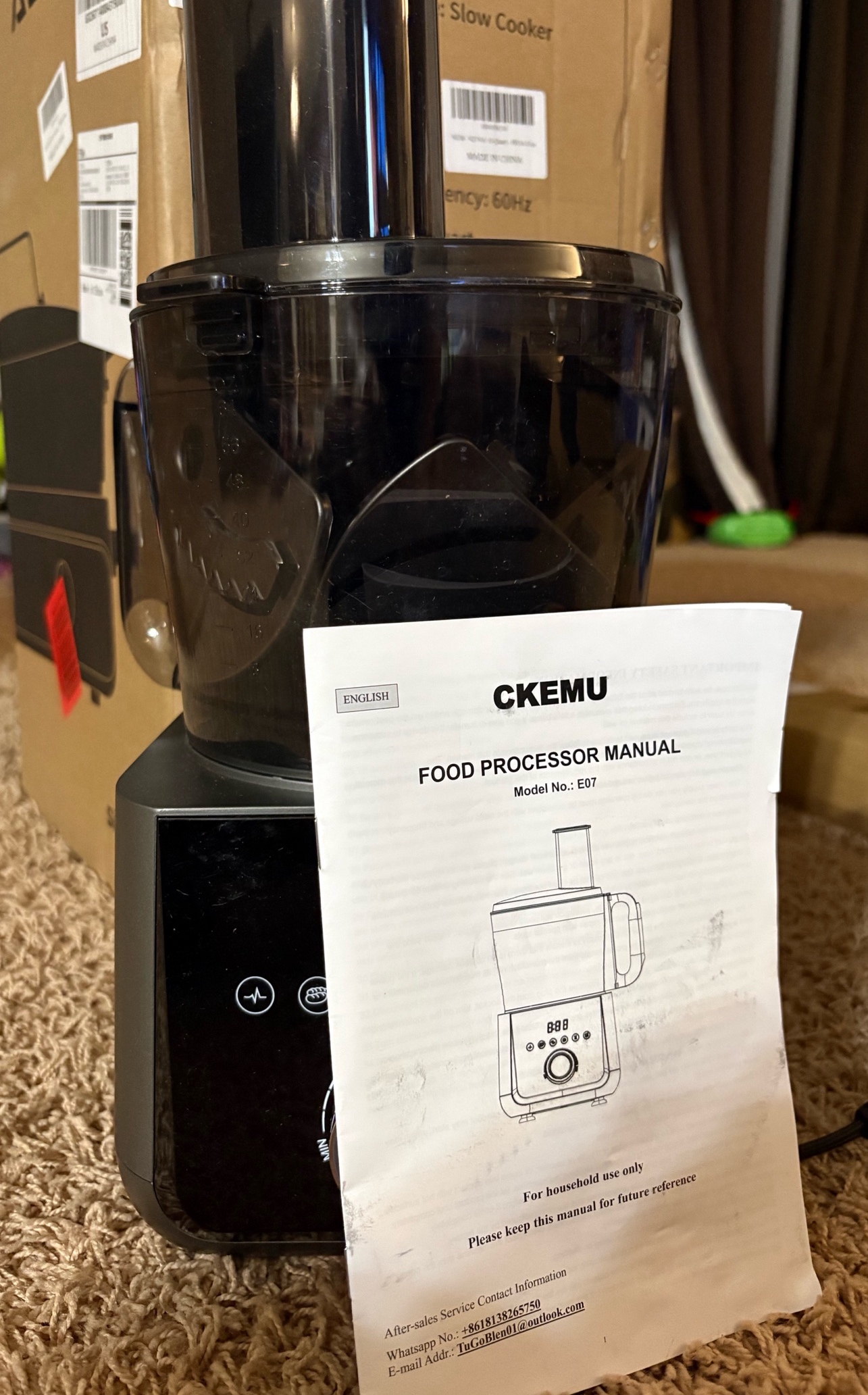 Ckemu Food Processor Model Number E07 Out of Box