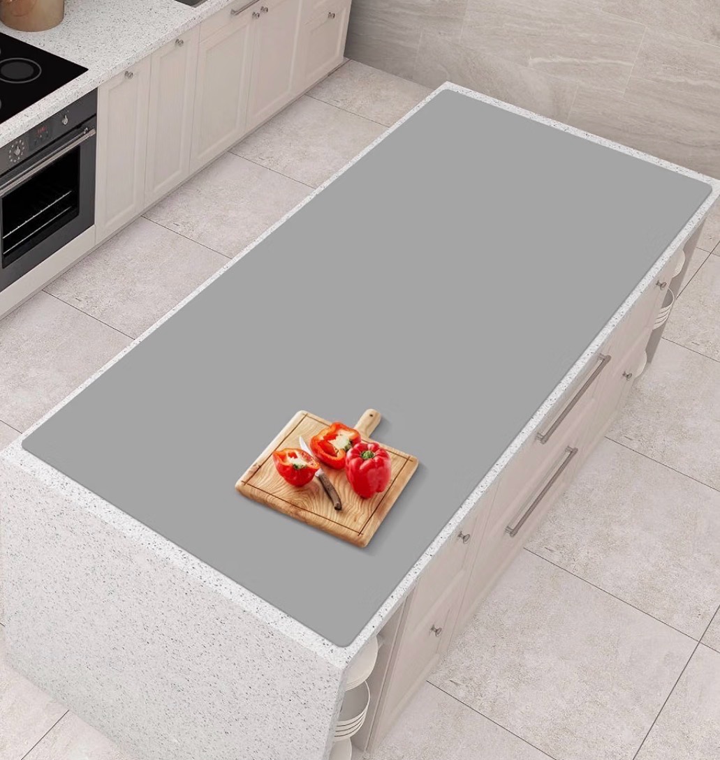 Silicone Mats for Kitchen Counter 47x23.6x0.08, Largest Heat Resistant Mat Shipped Rolled Up Kitchen Island Silicone Countertop Protector Mat Nonslip Extra Large Counter Mat, Dark Gray