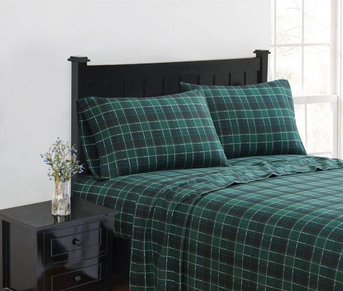 Queen - London Fog Cotton Flannel 4pc Sheet Set - 1 - Flat 1 - Fitted - 2 Pillow Cases -