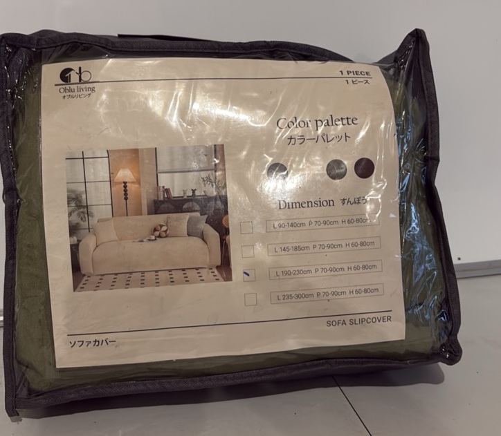 Oblu Living Couch Sofa Slipcover, Green Color, Dimensions 190-230 cm X 70-90 cm X 60-80cm