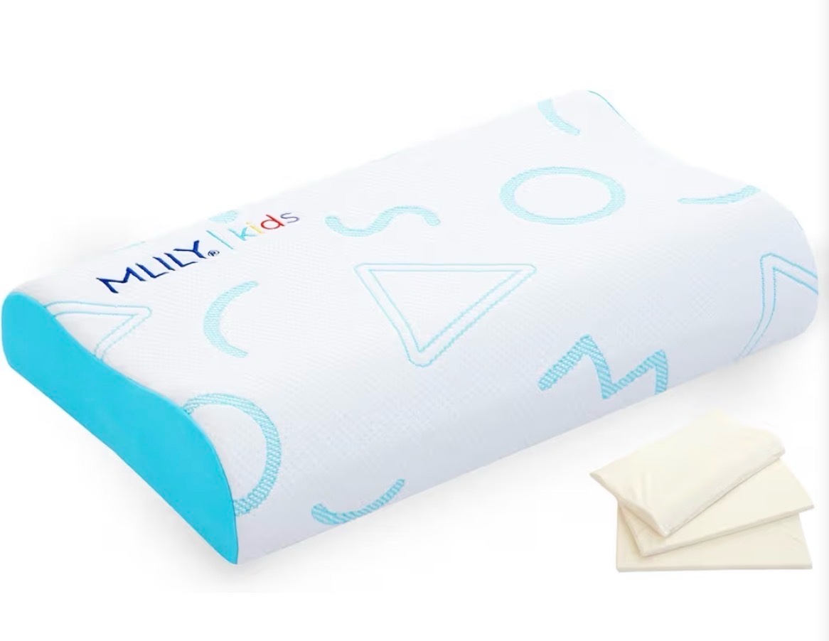 Kids Pillow for Sleeping, Adjustable Kids Memory Foam Pillow for Bed Set, Breathable and Cooling Pillows for Kids Boy Girl, CertiPUR-US Certified, 12x20 Inch, Blue
