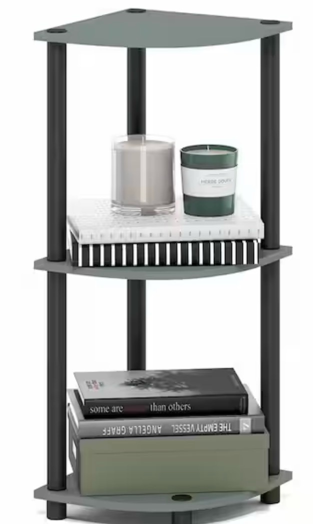 TURN-N-TUBE 29.6 in. Tall Sage GreenBlack Wood 3-Shelf Bookcase
