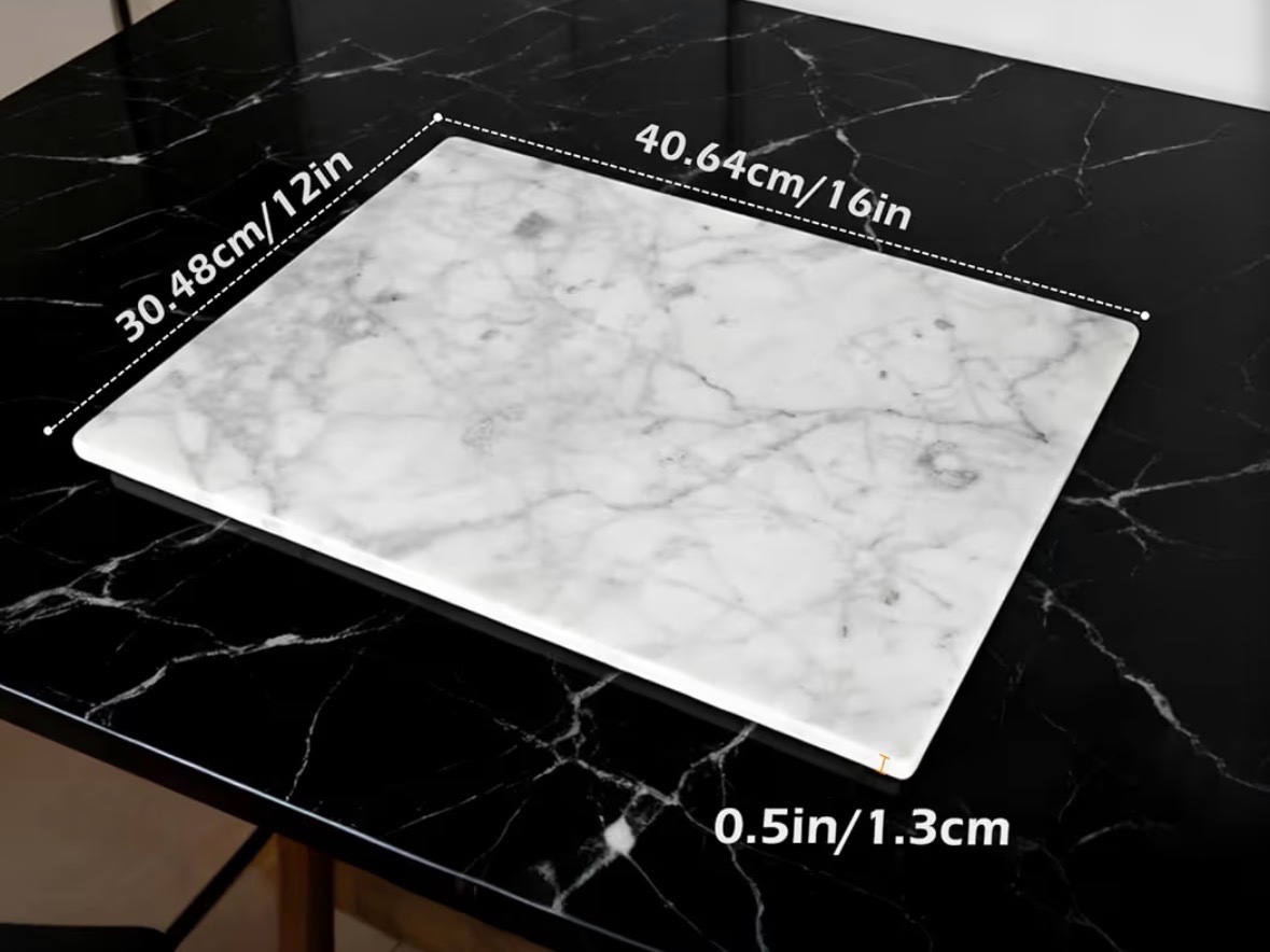 White Marble Cutting Board for Kitchen 1216 In  Stone Cutting Board, Pastry Board for Baking, Cheese & Charcuterie, Granite-Like Durable and Elegant Food Preparation