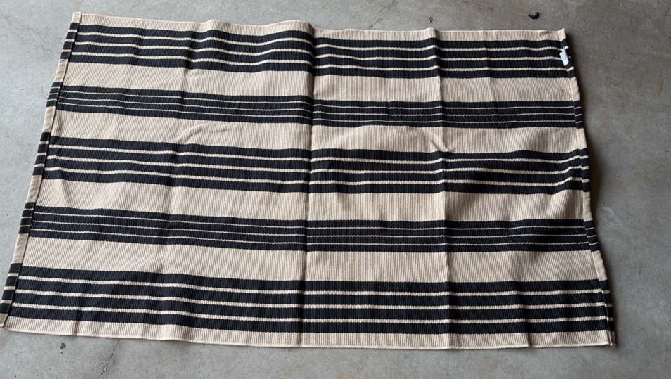 Tan and Black Striped Rug, 58 x 35